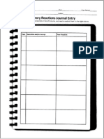 Literary Reactions Journal Entry Graphic Organiser Lesson 6