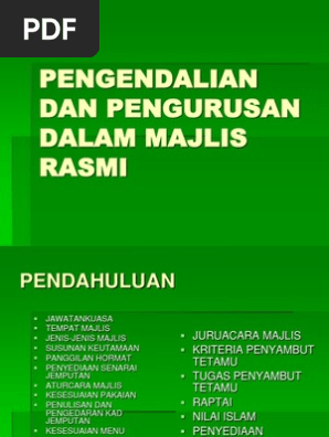 Pengendalian Dan Pengurusan Dalam Majlis Rasmi Pdf