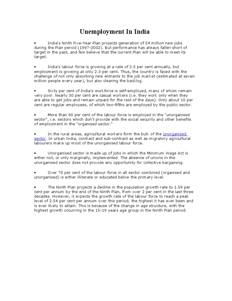 Unemployment Challenges in India | PDF