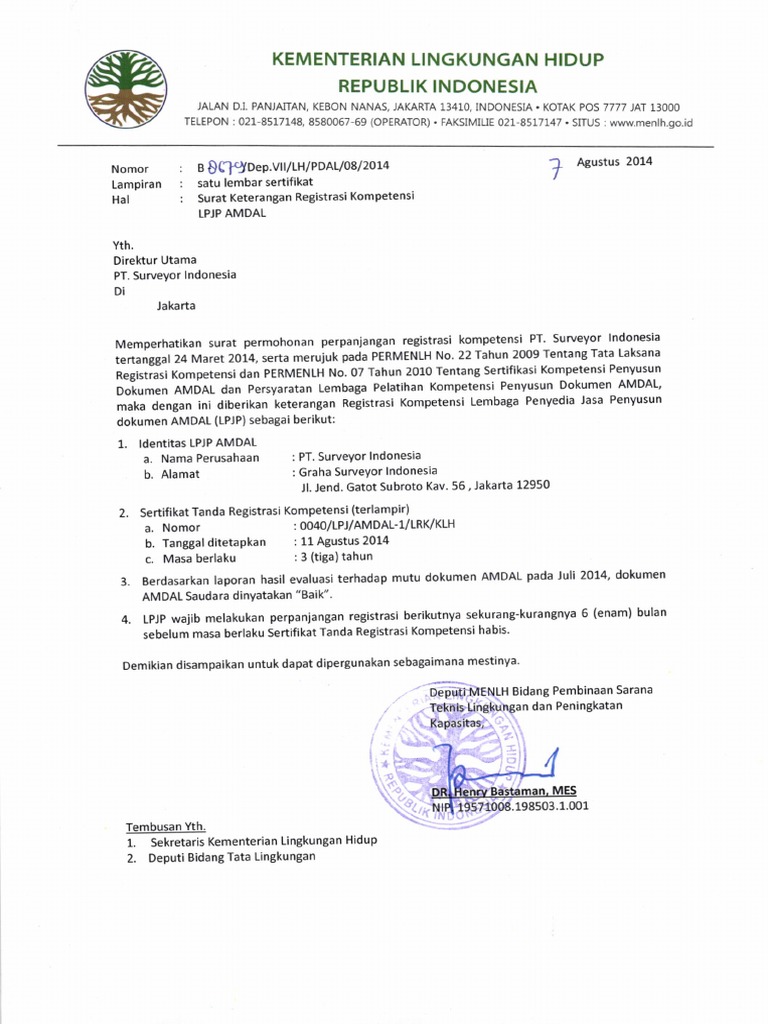 Sertifikat Tanda Registrasi Kompetensi Lpjp Dokumen