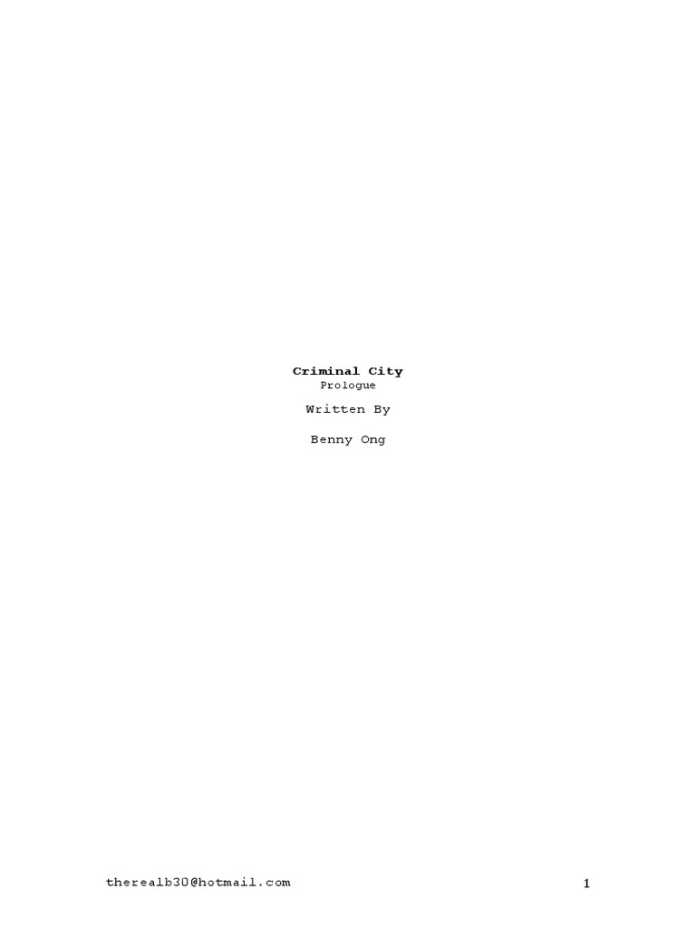Criminal City (Prologue) Script | PDF | Mystery, Thriller & Crime Fiction