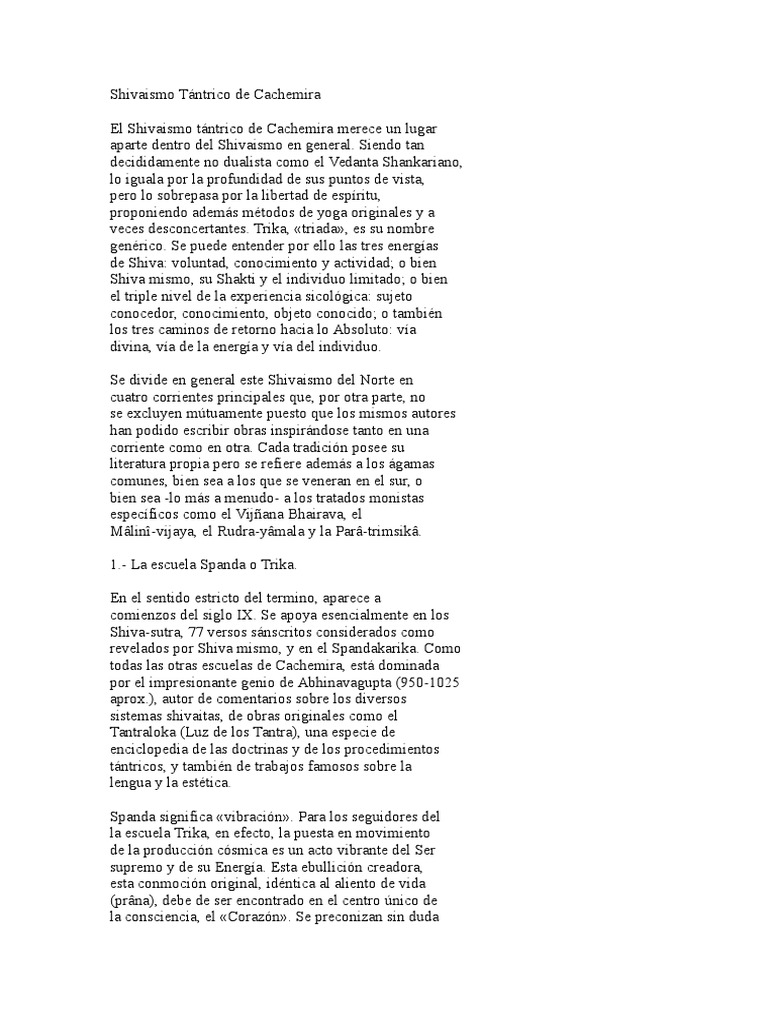 Shivaismo Tántrico de Cachemira | PDF | Tantra | Religiones indias