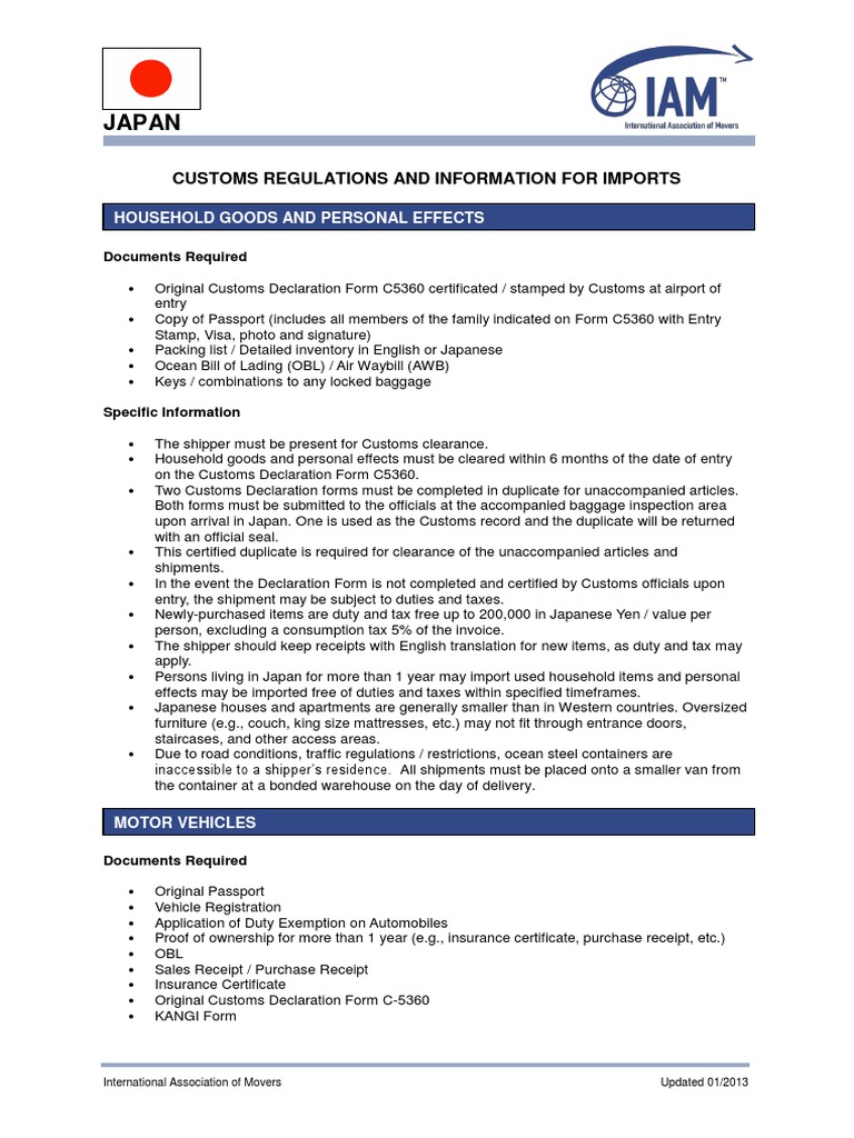 Japan Import Regulations Overview | PDF | Rabies | Customs