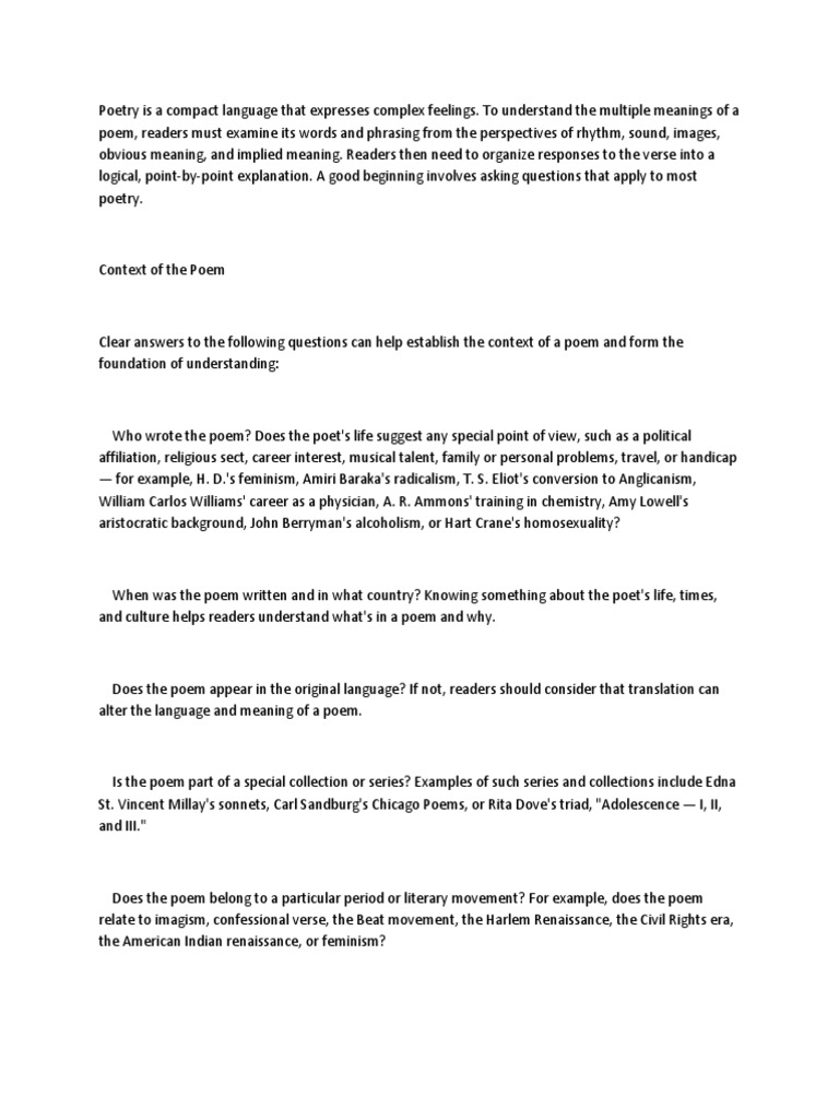 Analyzing Poetic Elements and Context | PDF | Poetry | Rhyme