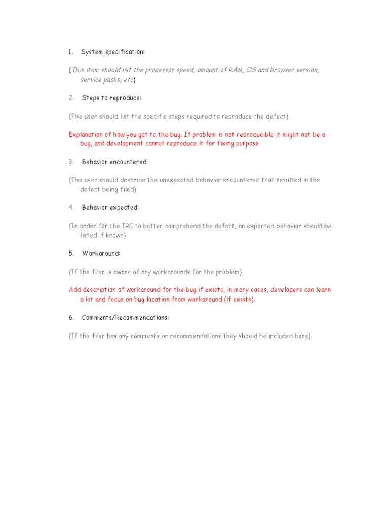 Bug Reporting Guidelines and Steps | PDF