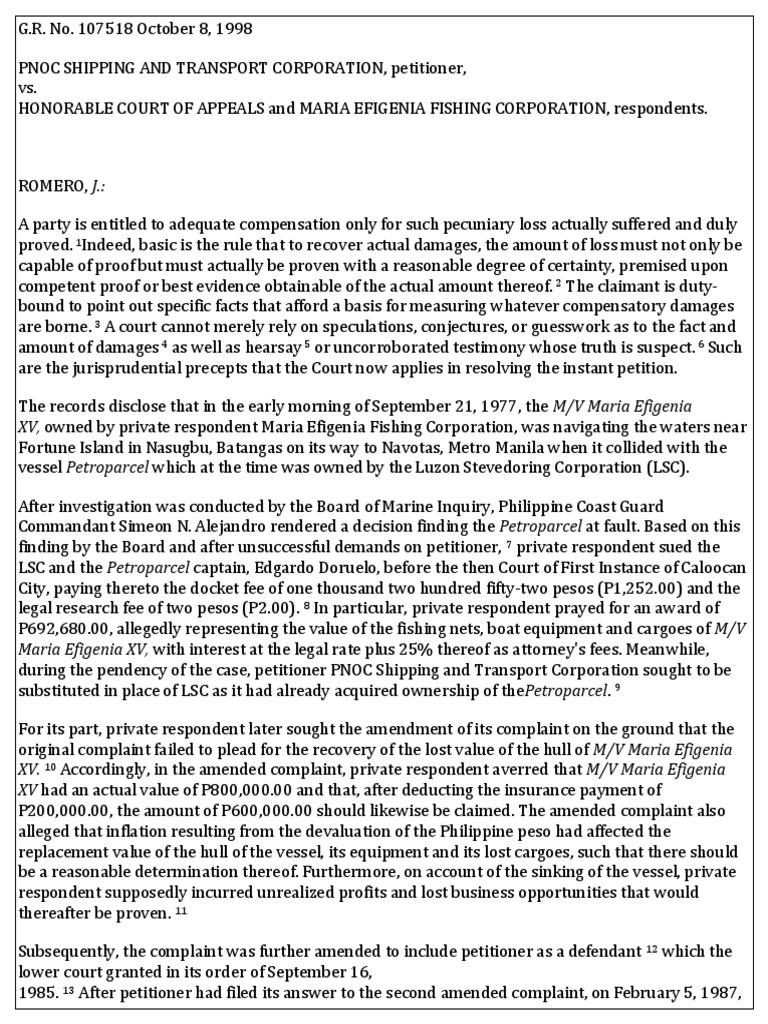 Damages Cases Evidence (Law) Damages