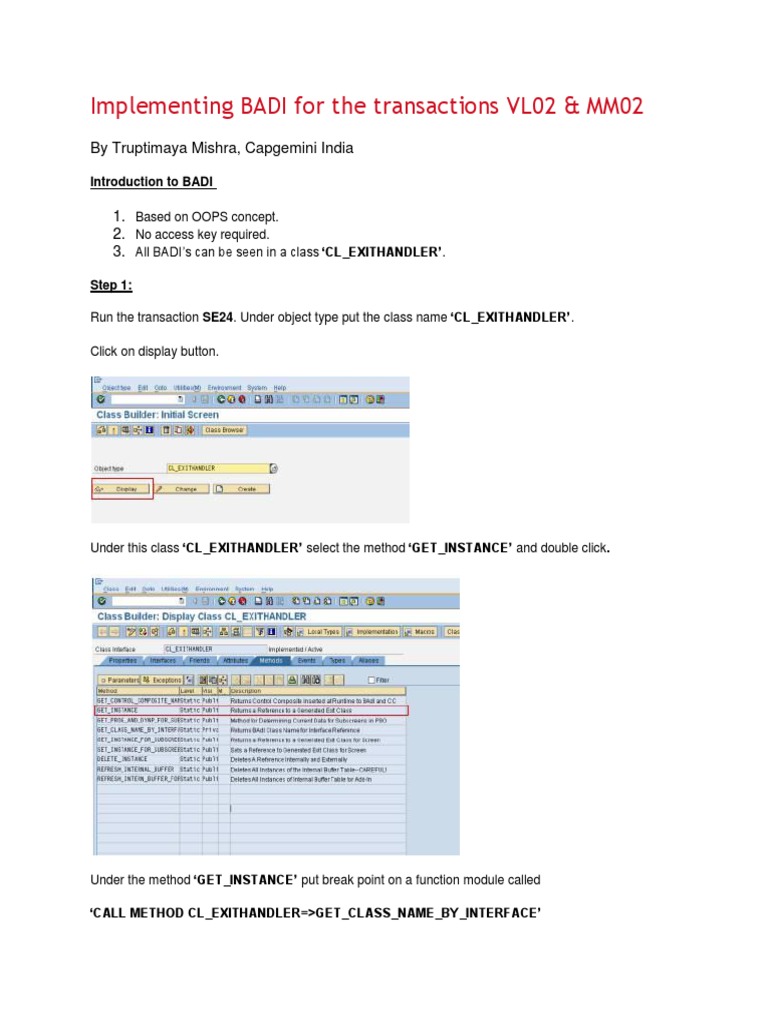 Implementing BADI in VL02 and MM02 Transactions | PDF | Class (Computer ...