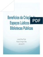 Benefícios Espaços Lúdicos Bibliotecas