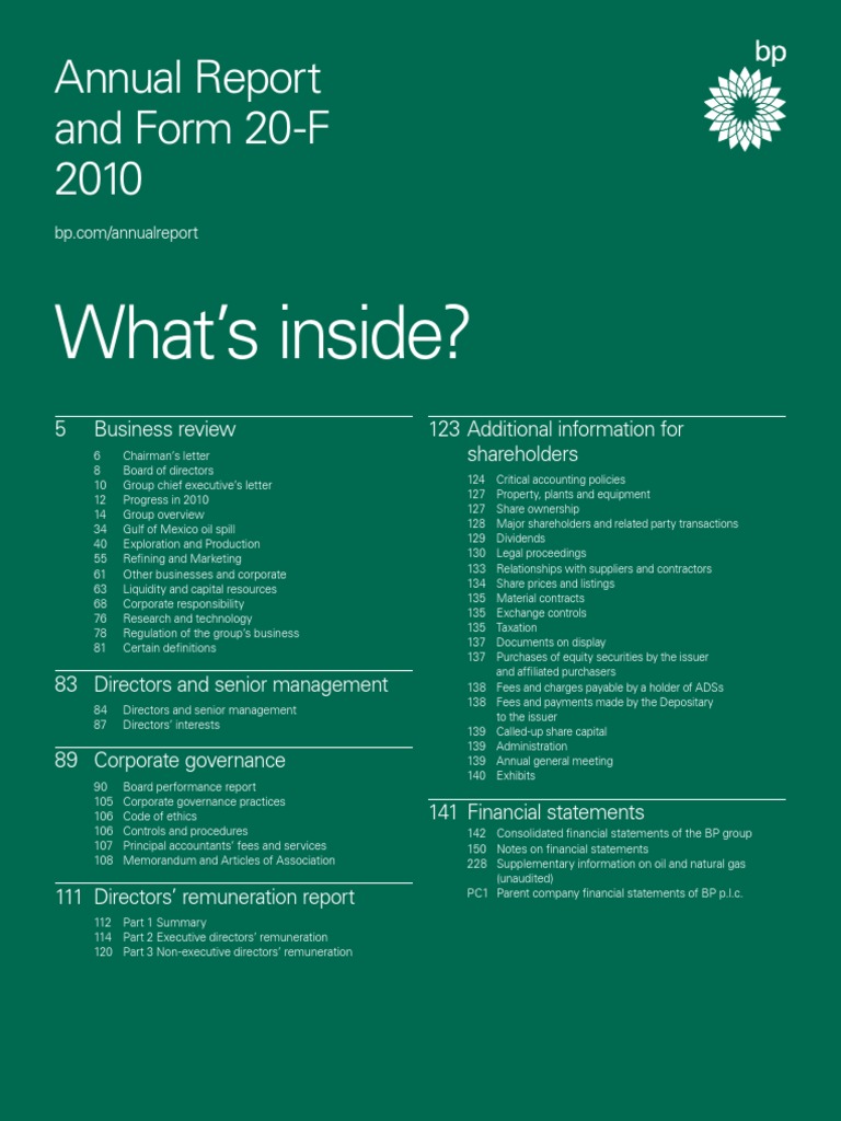 BP Annual Report and Form 20F | PDF | Rosneft | Bp