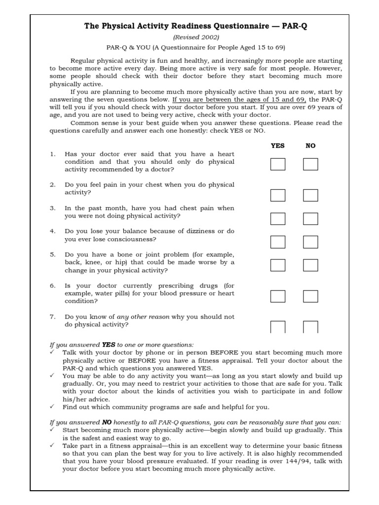 Par q forms physical fitness physical exercise