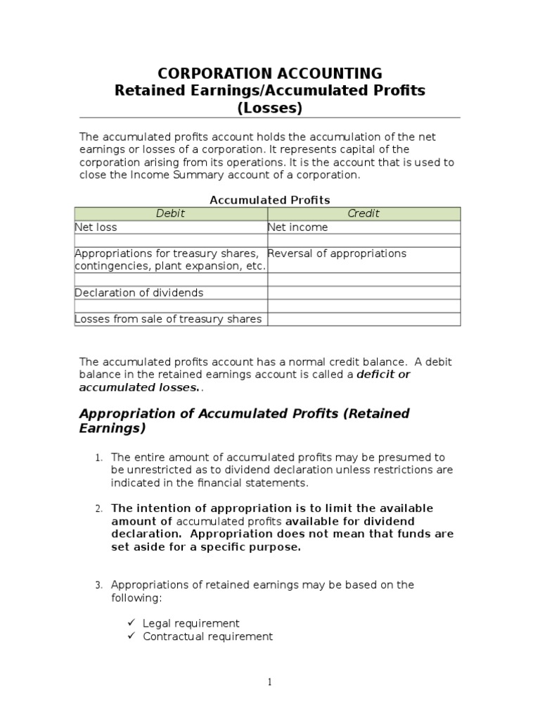 Corporation Accounting Retained Earnings PDF Retained Earnings