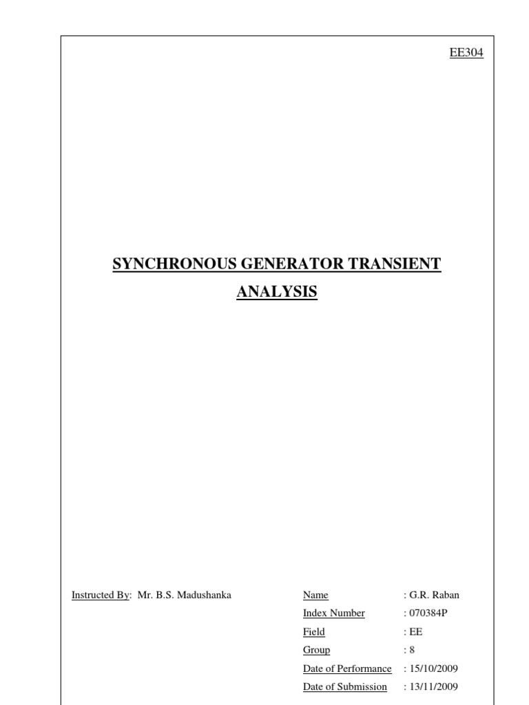 Synchronous Generator Transient Analysis | PDF | Electromagnetism ...