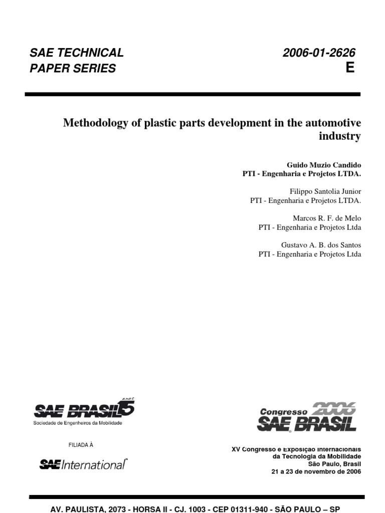 Methodology of Plastic Parts Development in The Automotive Industry ...