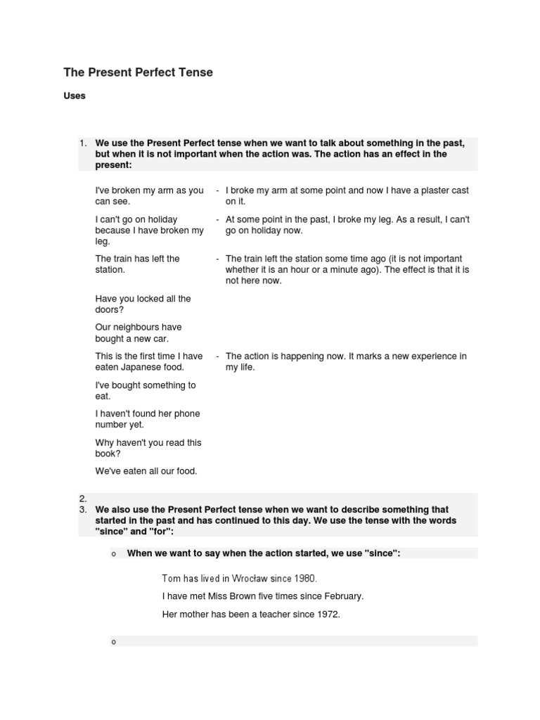The Present Perfect Tense | PDF | Perfect (Grammar) | Object (Grammar)