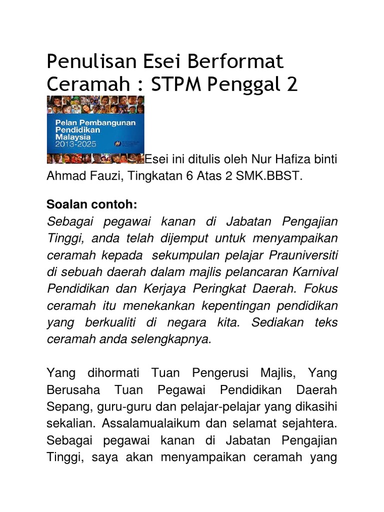 Contoh ceramah stpm