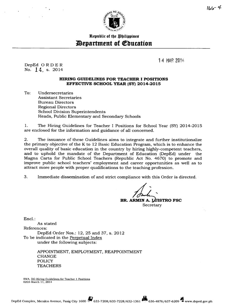 Deped order no 14 s 2014