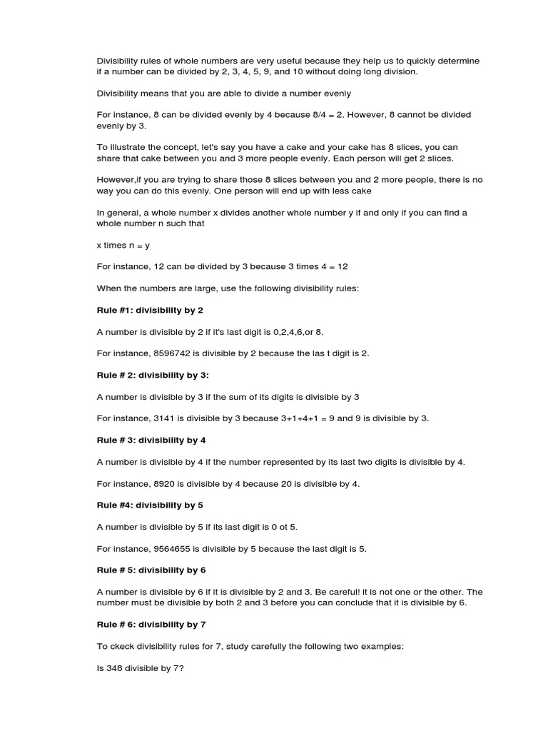 Divisibility Rules | PDF | Cognitive Science | Cognition
