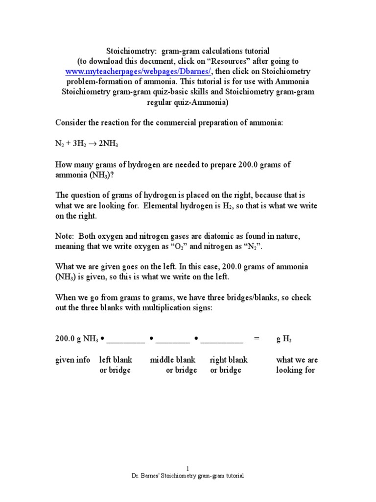 Chemistry Gram-gram Calculations | Stoichiometry | Mole (Unit)