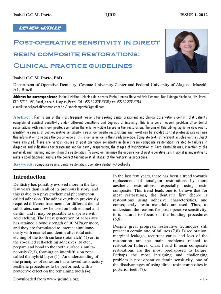 Postoperative Sensitivity in Direct Resin Composites | PDF | Dental ...