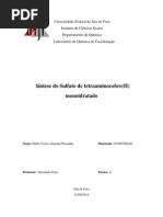 Síntese Do Sulfato de Tetraminocobre(II)