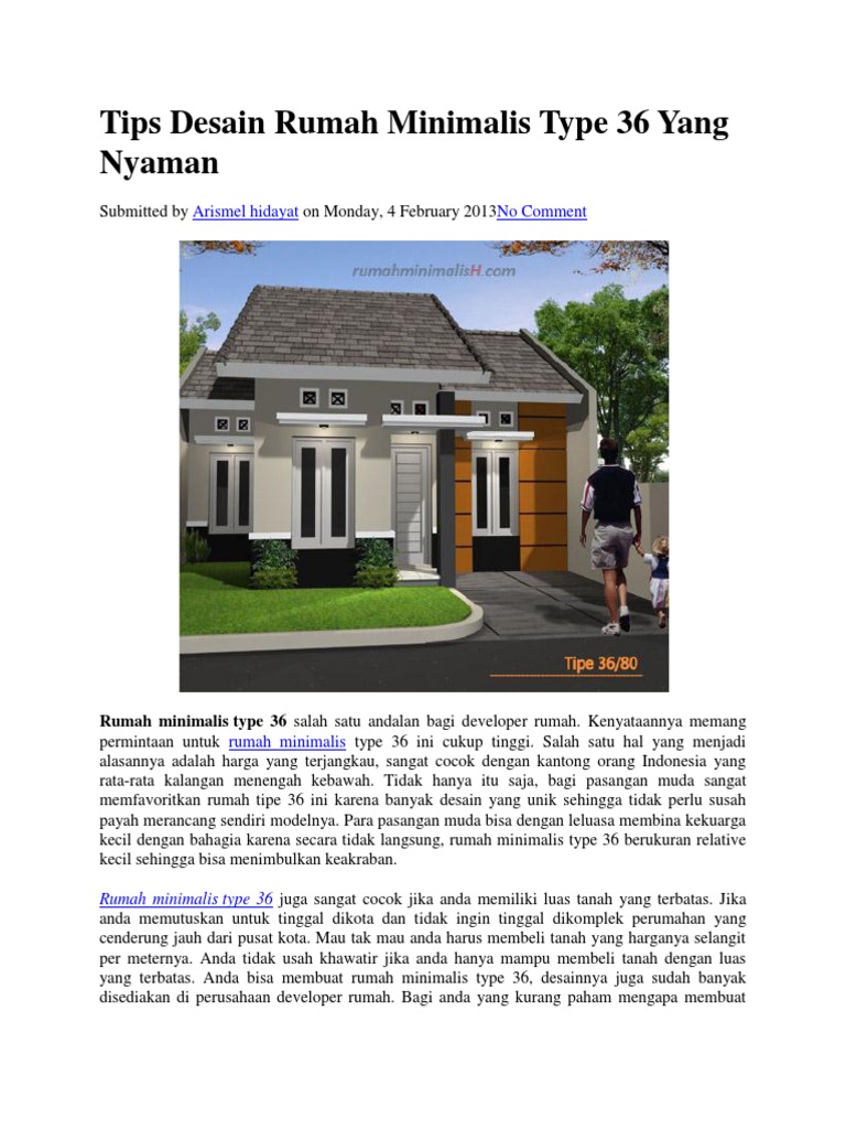 Tips Desain Rumah Minimalis Type 36 Yang Nyaman