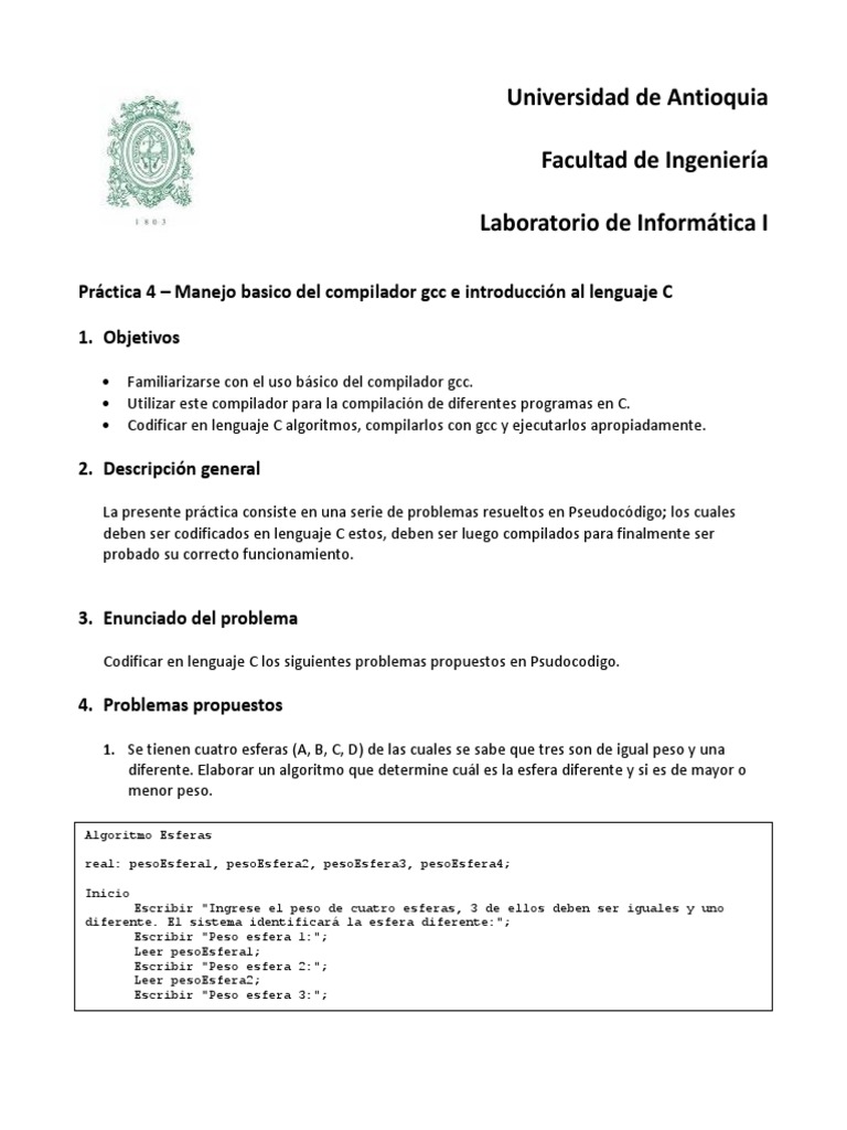 Práctica de Compilación y Algoritmos en C | PDF | Compilador | Lenguaje ...
