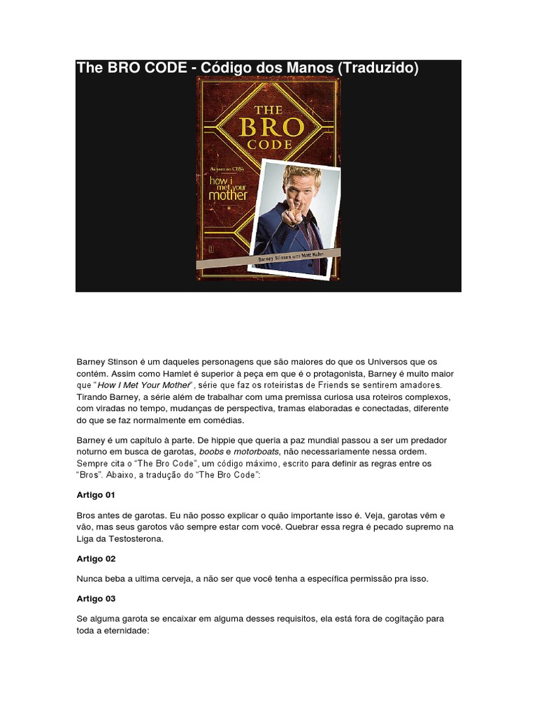 O Código dos Bros: Regras e Tradições | PDF | Lazer