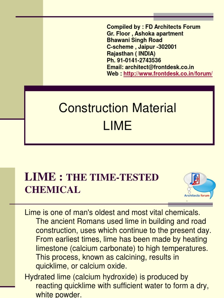 Construction Material LIME | PDF | Manmade Materials | Chemistry