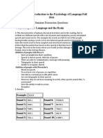 LING 1P92 SEMINAR QUESTIONS Introduction To The Psychology of Language Fall 2014