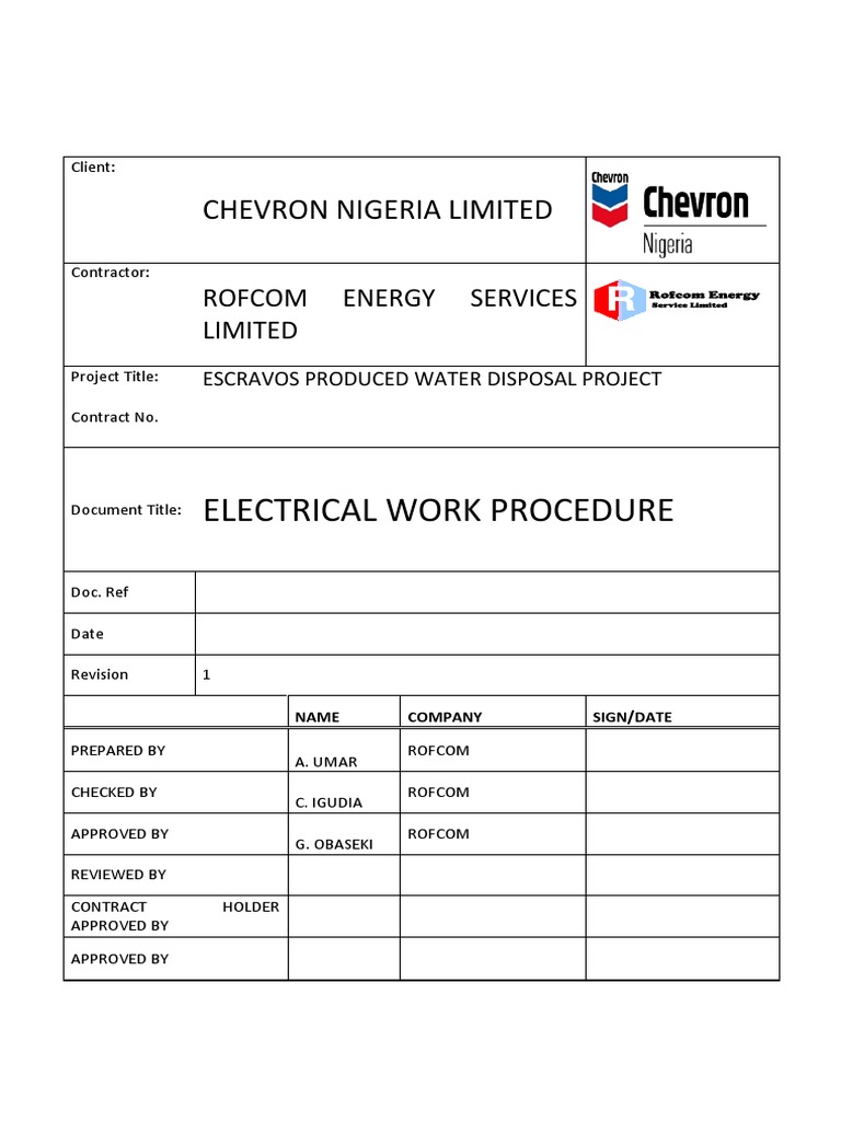 Electrical Work Procedure Cable Electrical Connector