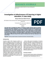 Investigation of Effectiveness of E-Learning in Higher