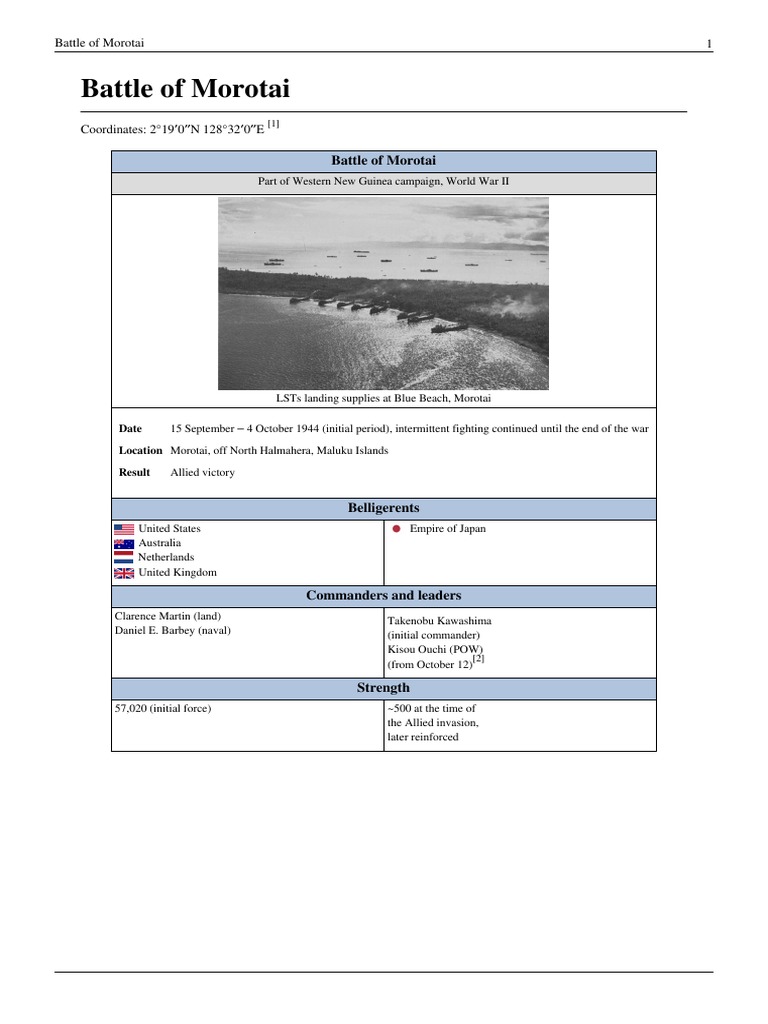 Battle of Morotai PDF Military Units And Formations Military