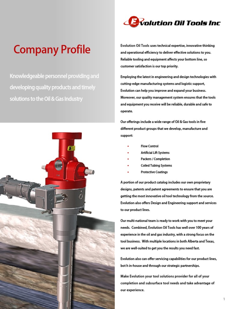 Evolution Oil Tools Company Profile PDF Pipe (Fluid Conveyance) Valve