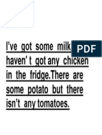 I've Got Some Milk, But I Haven' T Got Any Chicken in The Fridge - There Are Some Potato But There Isn't Any Tomatoes