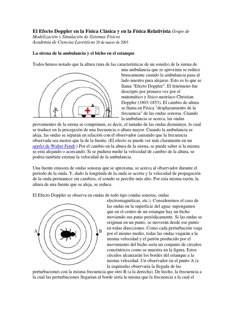 El Efecto Doppler en La Física Clásica y en La Física Relativista Grupo