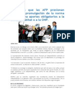 Denuncian Que Las AFP Presionan Contra La Promulgación de La Norma Que Elimina Aportes Obligatorios a La Chilena Hábitat o a La ONP