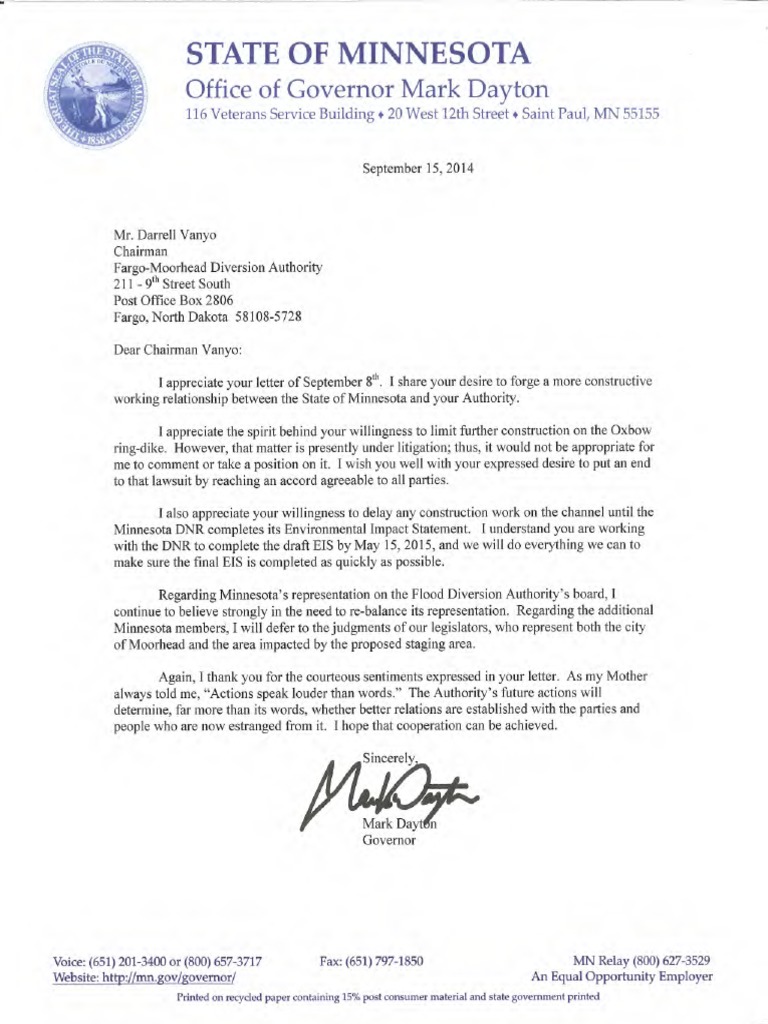 State Of Minnesota Office of Governor Mark Dayton