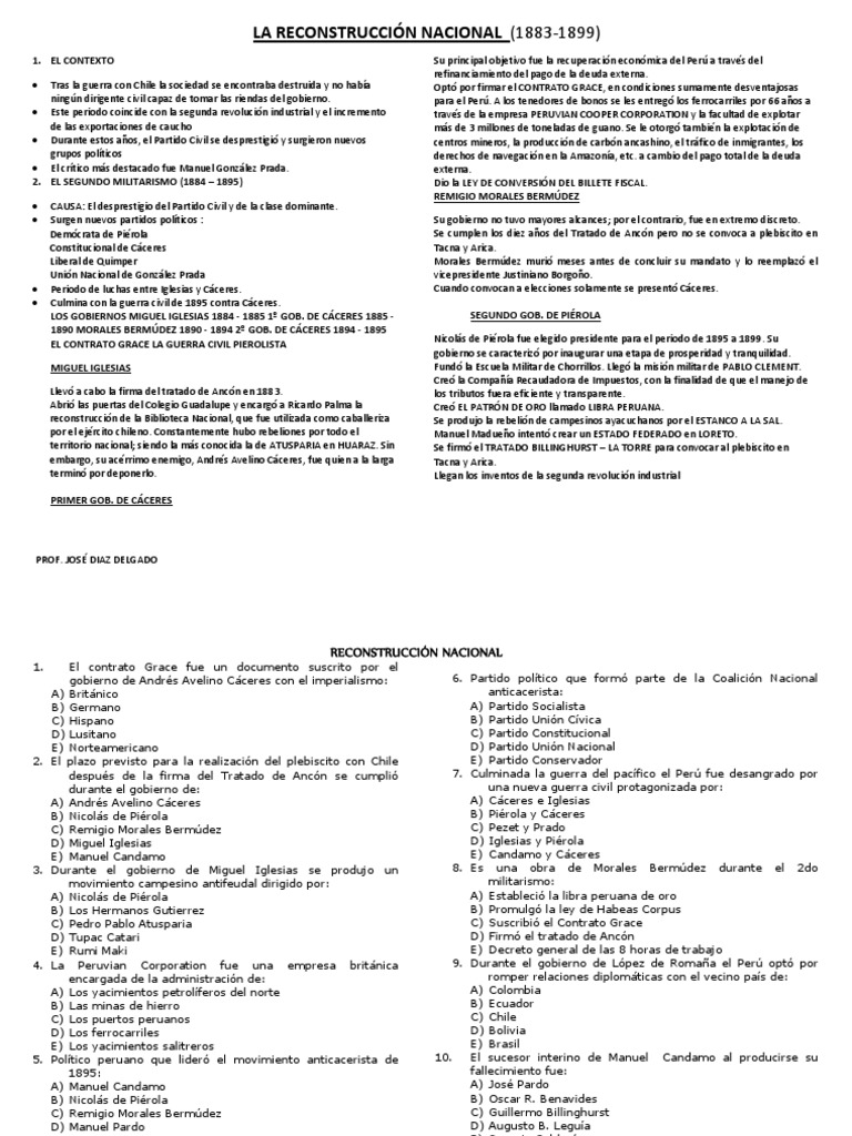 La Reconstrucción Nacional PDF Perú Gobierno
