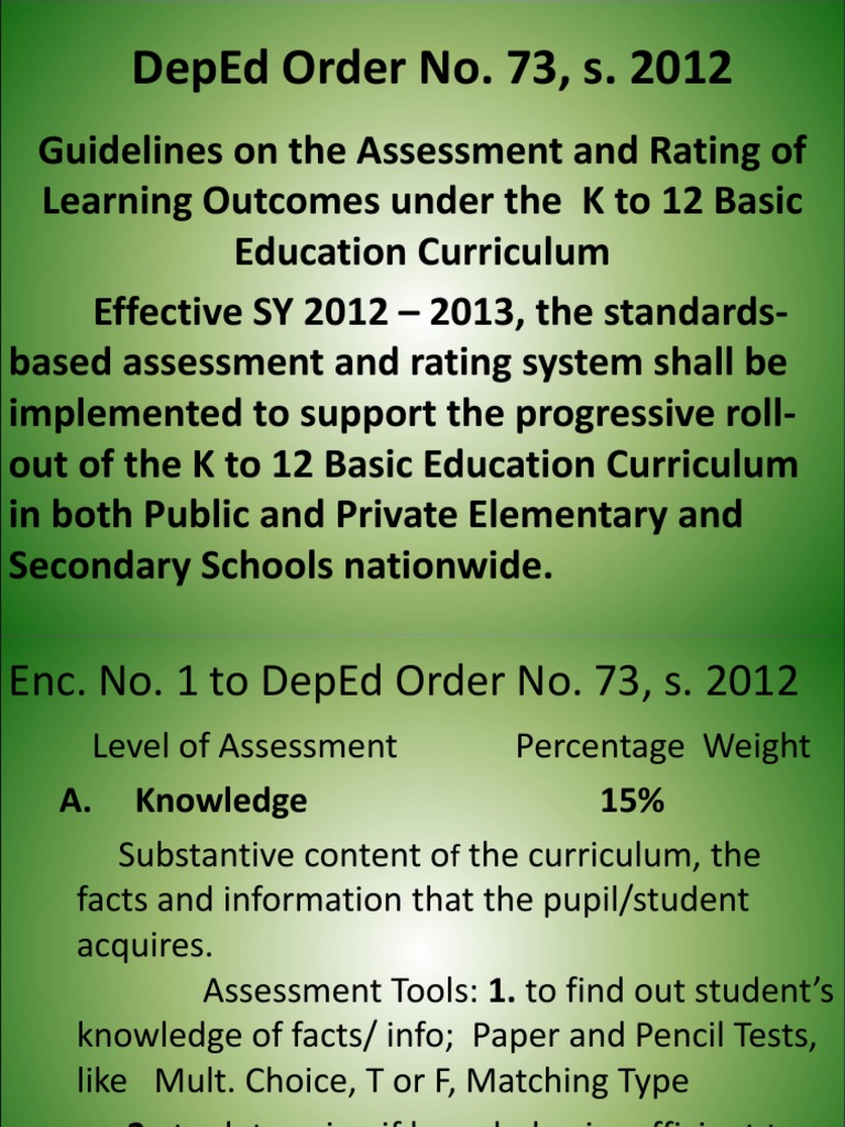Deped Order No. 73 S. 2008