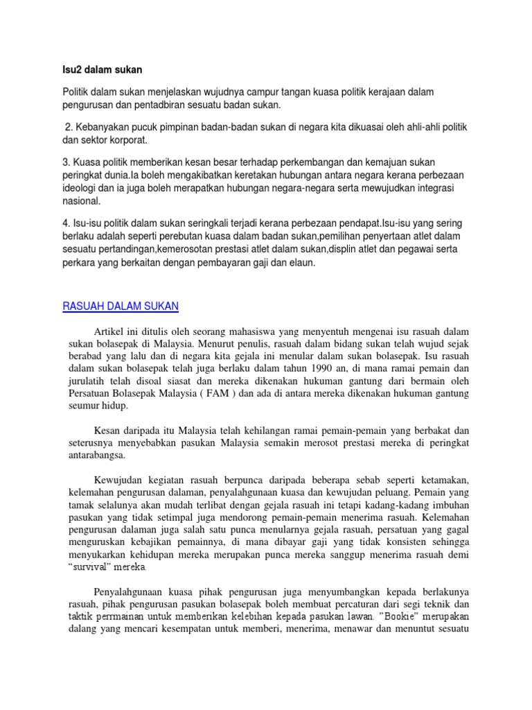 Isu2 Dalam Sukan Pdf