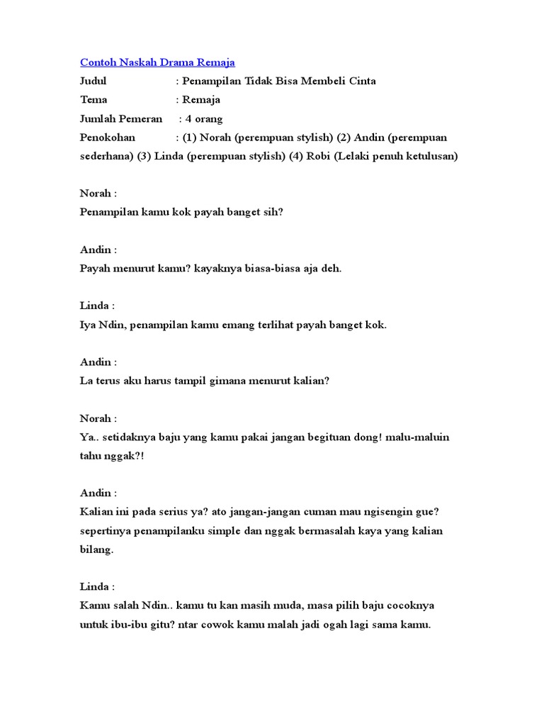 Contoh Naskah Drama Remaja