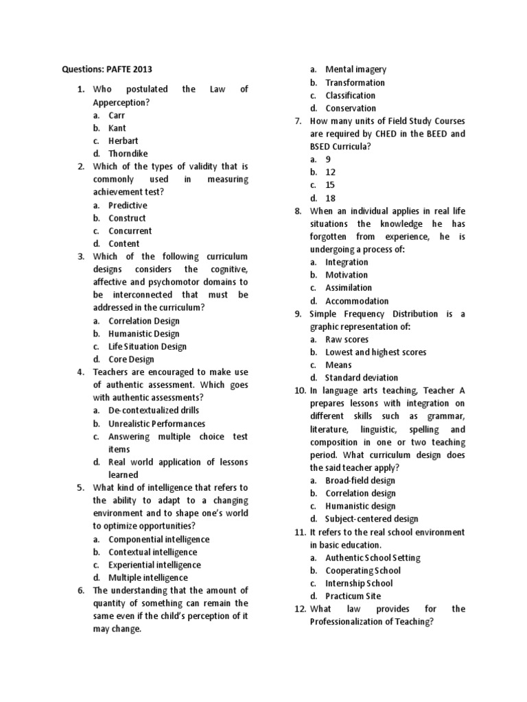 Pafte quiz bee 2013 questions pdf intelligence educational assessment