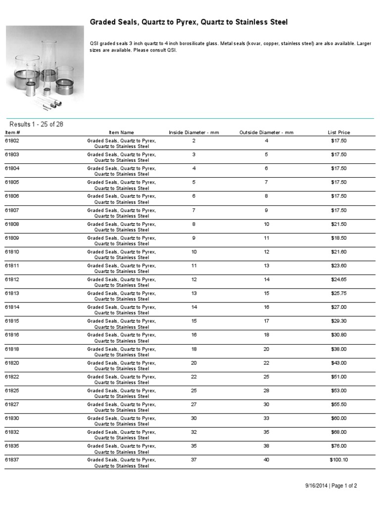 Graded Seals: Quartz to Pyrex & Metal | PDF
