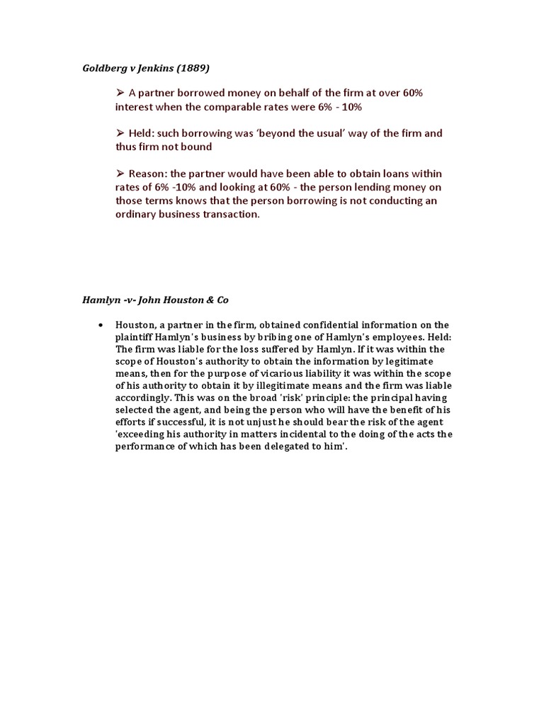 Goldberg V Jenkins Pdf Law Of Agency Business Law