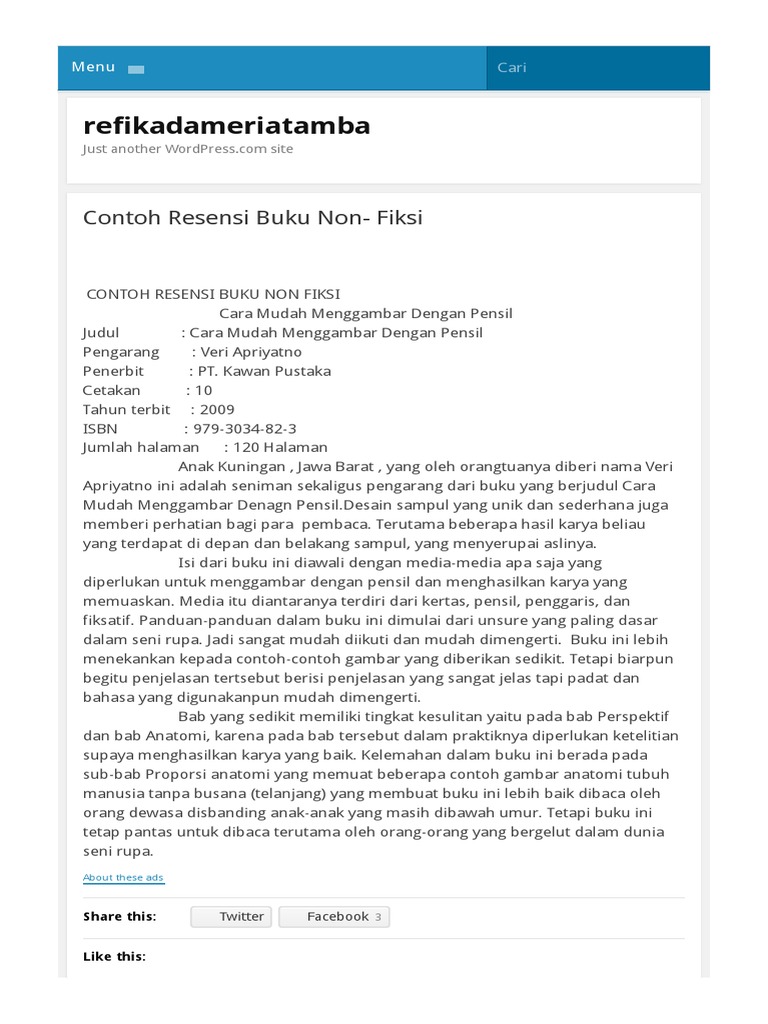 Contoh Resensi Buku Non Fiksi Refikadameriatamba
