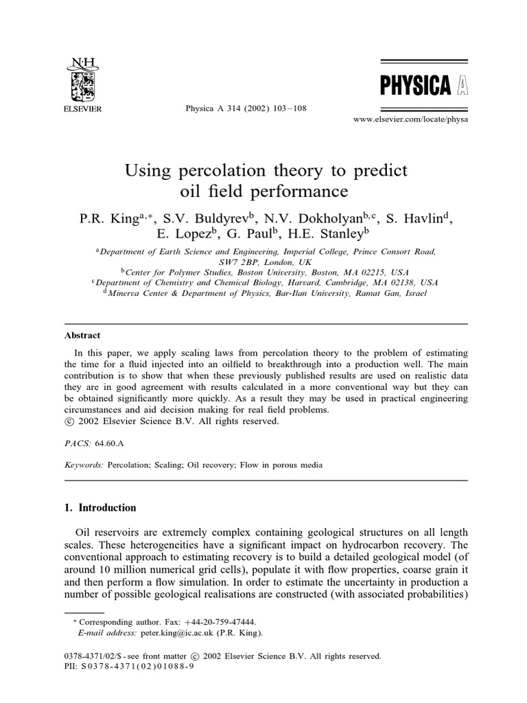 Percolation Theory in Oilfield Performance | PDF | Computer Simulation ...