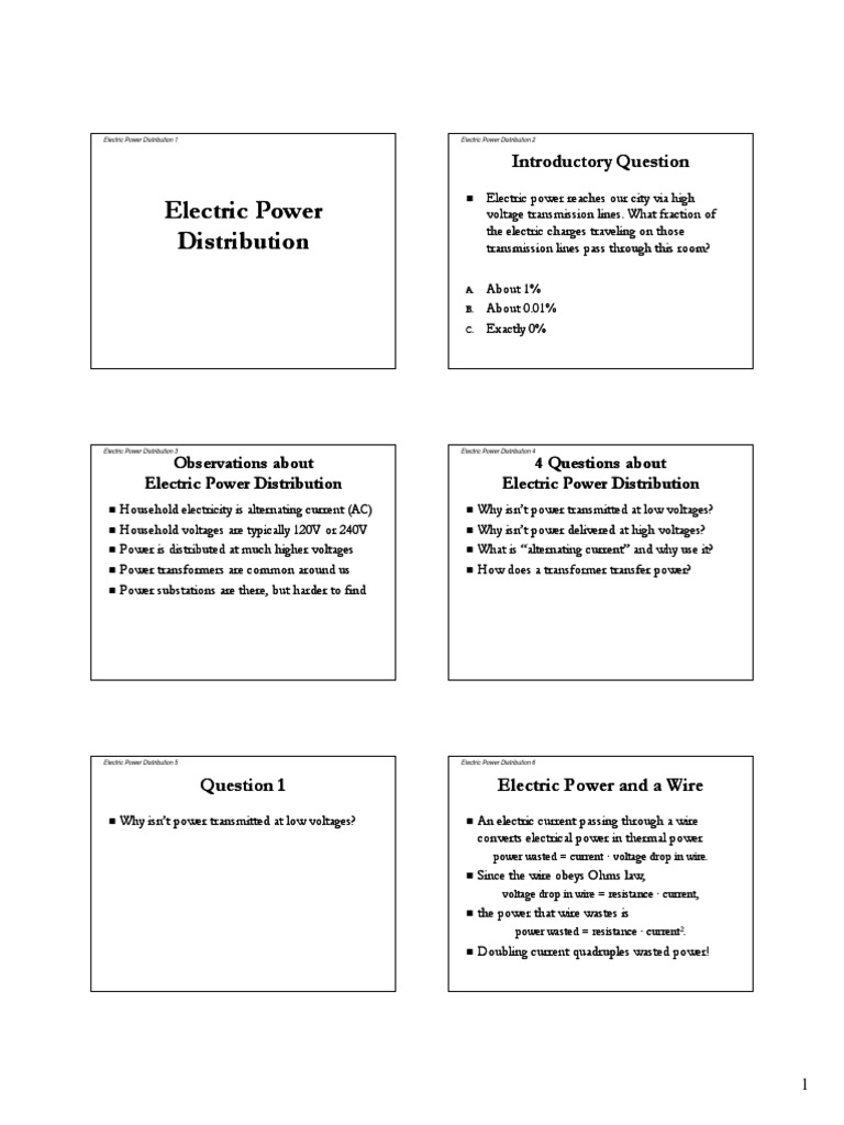 Electric Power Distribution Overview | PDF | Teaching Methods ...