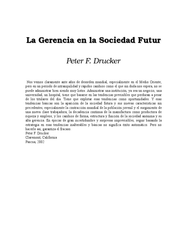 Gerencia en la Sociedad Futura | PDF | Euro | Toma de decisiones