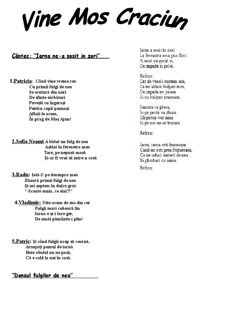 Mos Craciun Poezie Gradinita