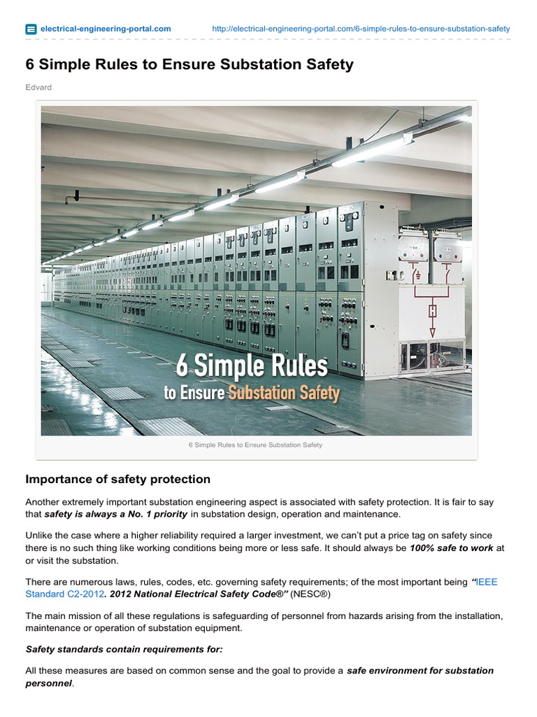 6 Simple Rules To Ensure Substation Safety PDF Electrical